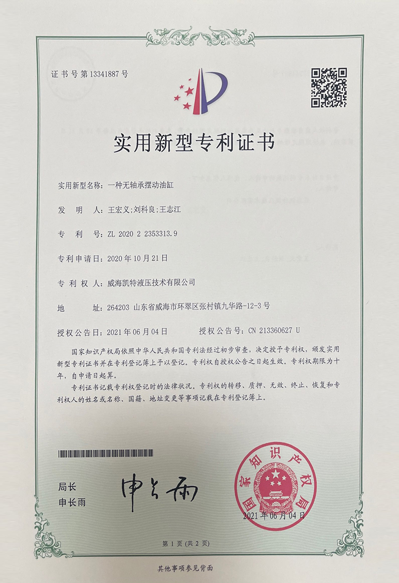 一種無軸承擺動(dòng)油缸-實(shí)用新型專利